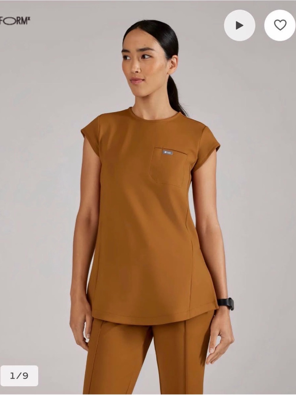 Figs Women's Top in Caramel Brown